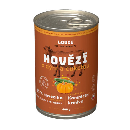 Louie Dog konz. Hovězí s dýní,cuketou a prebiotiky400g