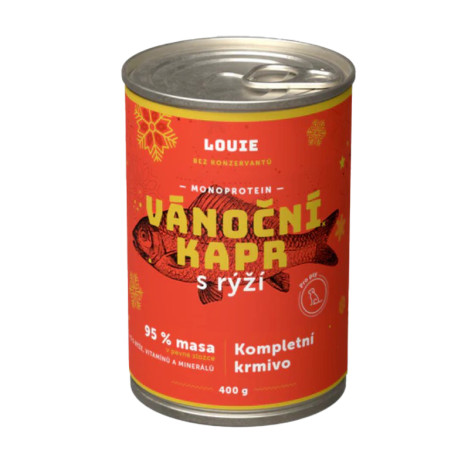 Louie Dog konz. Vánoční kapr s rýží 400g