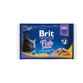 Brit Premium Cat kapsa Fish Plate 400g (4x100g)