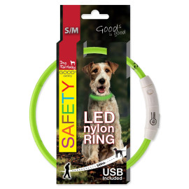 Obojek DOG FANTASY světelný USB zelený 45cm 1ks