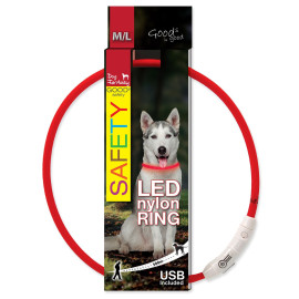 Obojek DOG FANTASY světelný USB červený 65cm 1ks