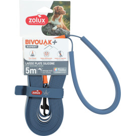 Vodítko pes BIVOUAK ploché,silik.15mm/5m modrá Zolux