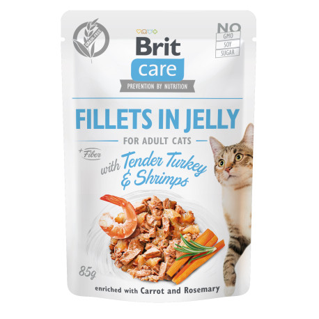 Brit Care Cat Fillets in Jelly with Turkey&Shrimps 85g