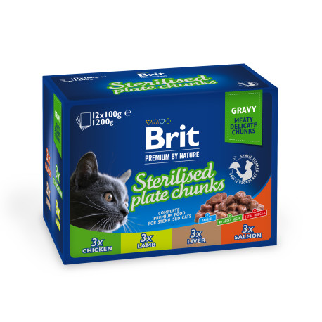 Brit Premium Cat kapsa Sterilised Plate 1200g(12x100g)