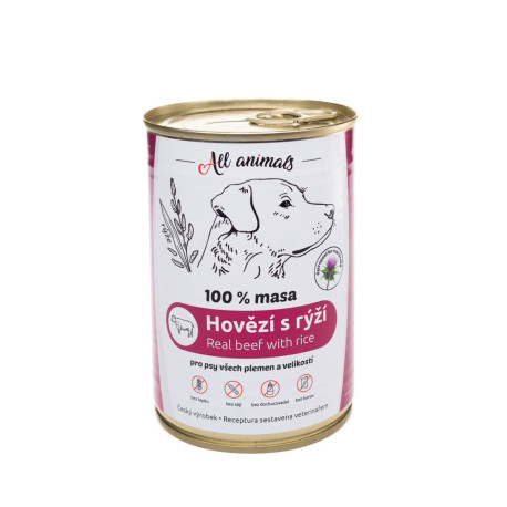 All Animals DOG hovězí mleté s rýží 400g