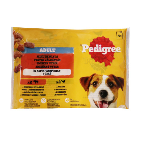 Pedigree kapsa Adult hovězí/drůbeží v želé 4x100g