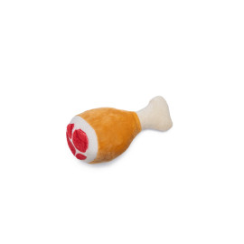 Hračka pes Kuřecí stehno pískací 14x8x6 cm plyš KAR