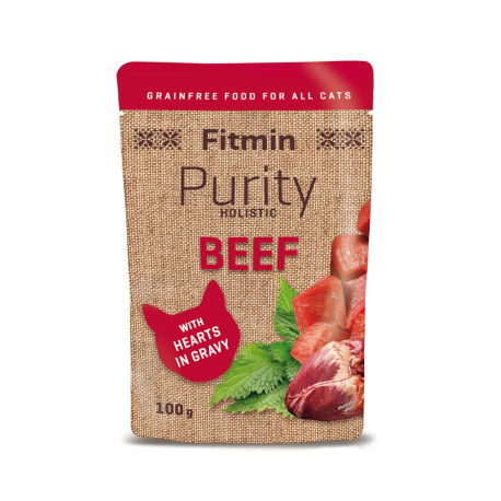 Fitmin cat Purity hovězí se srdíčky kapsa 100g