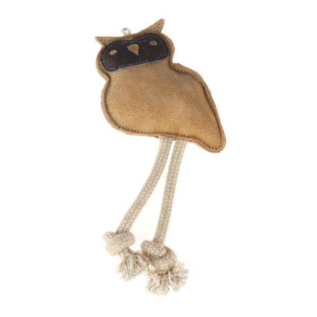 Hračka pes animALL Sova s provazy kůže, natural 28cm