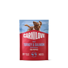 Carnilove Dog Pouch Paté Turkey&Salm.+Blueb.Puppy 300g