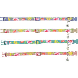 Obojek kočka nylon s květinami 20-34cm/10mm mix TR