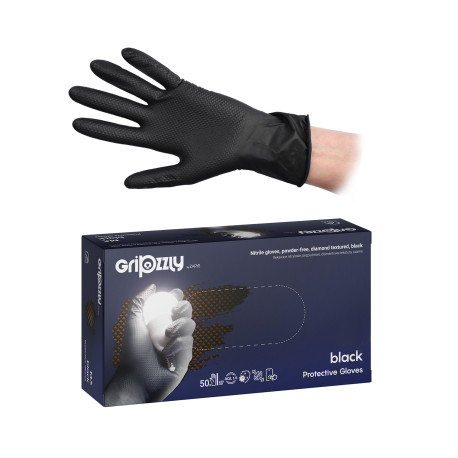 Rukavice ochr.GRIPZZLY nitril XL/50ks bez pudru černé