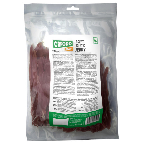 CARODO Dog poch. Měkké kachní jerky 250g