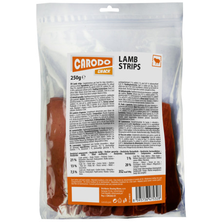 CARODO Dog poch. Jehněčí proužky 250g