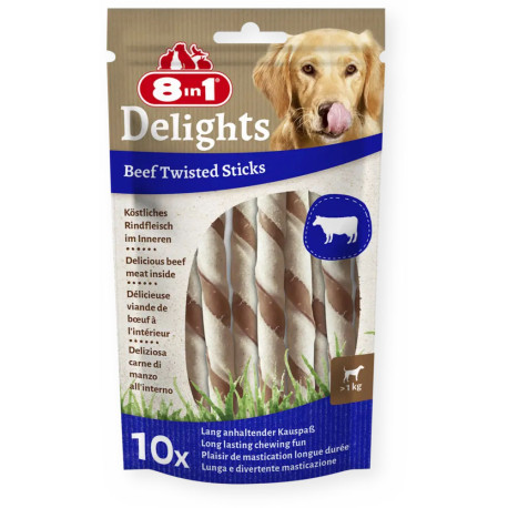 Pochoutka 8in1 Delights Beef Twisted Sticks 10ks