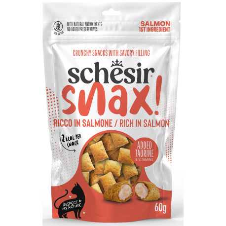 Schesir Cat Snax! pochoutka Lososové polštářky 60g