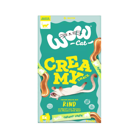 WOW Cat poch. Creamy Snack s hovězím 5x15g