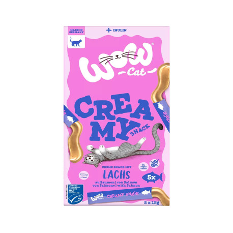 WOW Cat poch. Creamy Snack s lososem 5x15g