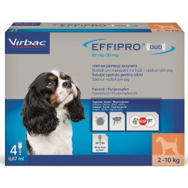 Effipro DUO Dog S (2-10kg) 67/20 mg, 4x0,67ml
