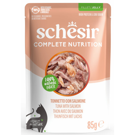 Schesir Cat kapsa Compl.Nutrition Tuňák+losos želé 85g