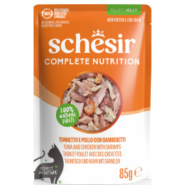 Schesir Cat kaps.Compl.Nutrit.Tuňák+kuře+krev.želé85g