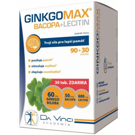 GinkgoMAX + Bacopa +Lecitin  tob. 90+30zdarma