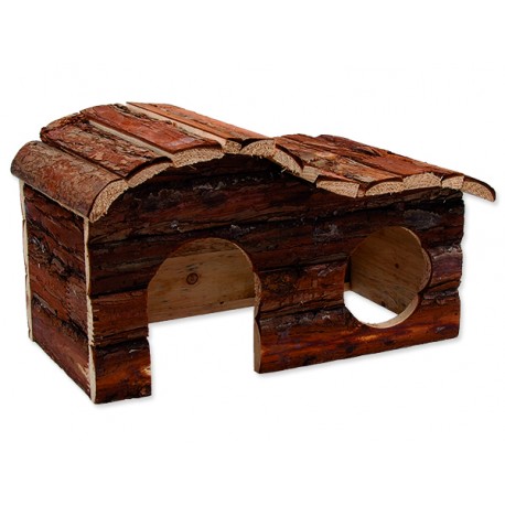 Domek SMALL ANIMALS kaskada dřevěný s kůrou 31 x 19 x 19 cm 1ks