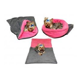 Marysa pelíšek 3v1 pro psy, šedý/tmavě růžový, velikost XL