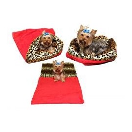 Marysa pelíšek 3v1 pro psy, červený/leopard, velikost XL