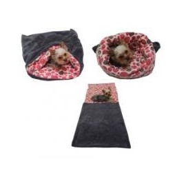 Marysa pelíšek 3v1 pro psy, šedý/červená kolečka, velikost XL
