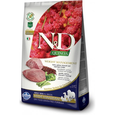 N&D GF Quinoa DOG Weight Mnmgnt Lamb & Broccoli 2,5kg